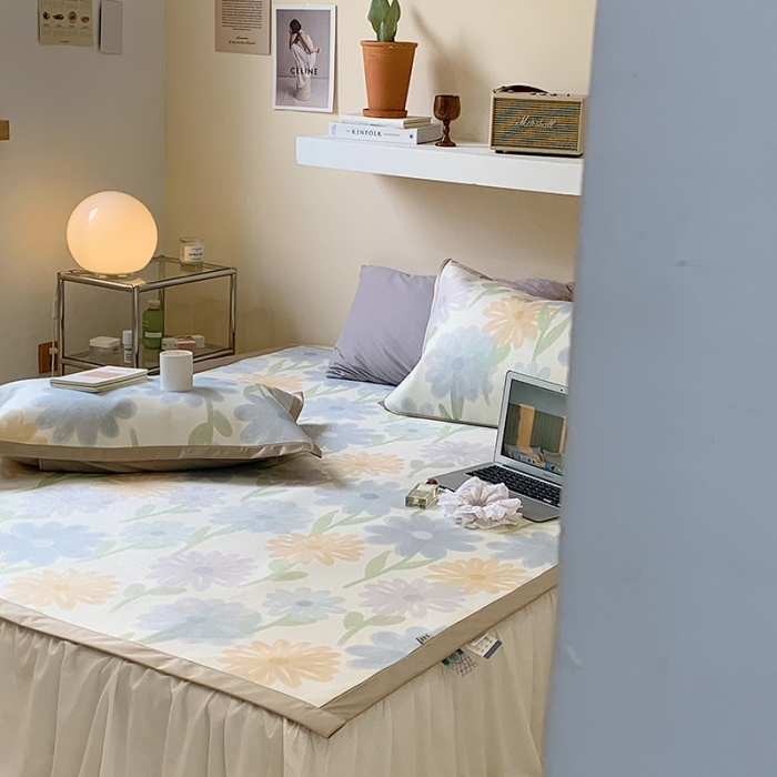 91家纺网 家纺一手货源 找家纺 昔可 2022新款900D数码印花冰藤养生席 油画兰花