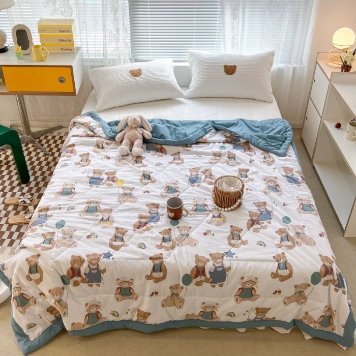 91家纺网 家纺一手货源 找家纺 昔可 2022新款水洗亲肤夏被子被芯 气球泰迪