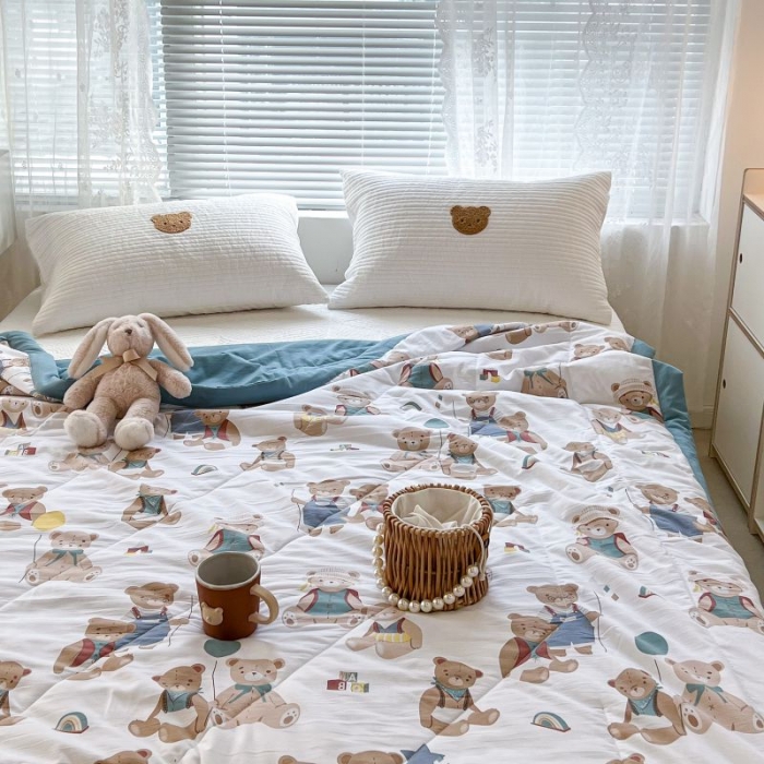 91家纺网 家纺一手货源 找家纺 昔可 2022新款水洗亲肤夏被子被芯 气球泰迪