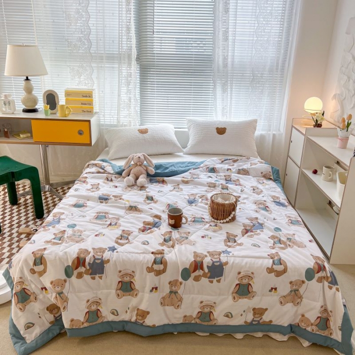 91家纺网 家纺一手货源 找家纺 昔可 2022新款水洗亲肤夏被子被芯 气球泰迪