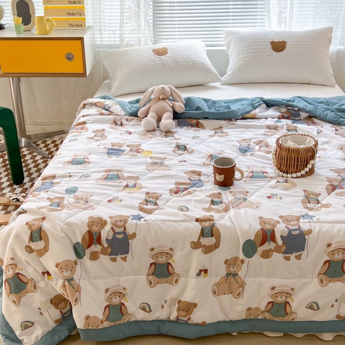 91家纺网 家纺一手货源 找家纺 昔可 2022新款水洗亲肤夏被子被芯 气球泰迪