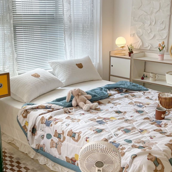 91家纺网 家纺一手货源 找家纺 昔可 2022新款水洗亲肤夏被子被芯 气球泰迪