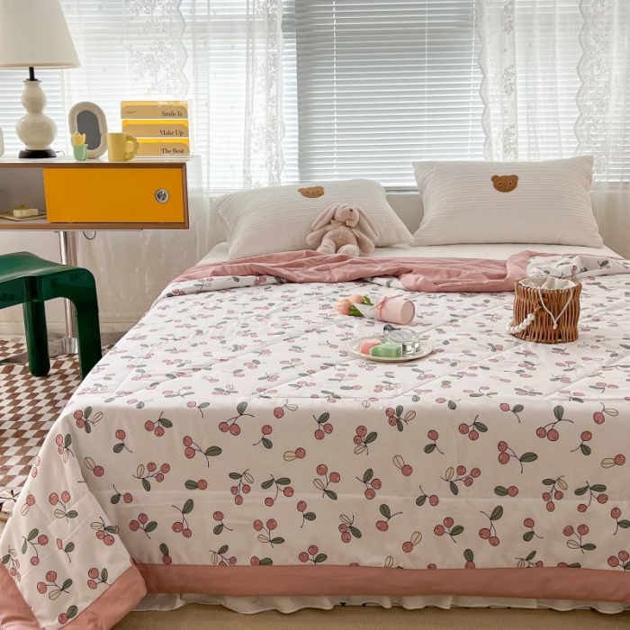 91家纺网 家纺一手货源 找家纺 昔可 2022新款水洗亲肤夏被子被芯 夏日粉樱桃