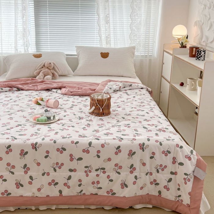 91家纺网 家纺一手货源 找家纺 昔可 2022新款水洗亲肤夏被子被芯 夏日粉樱桃