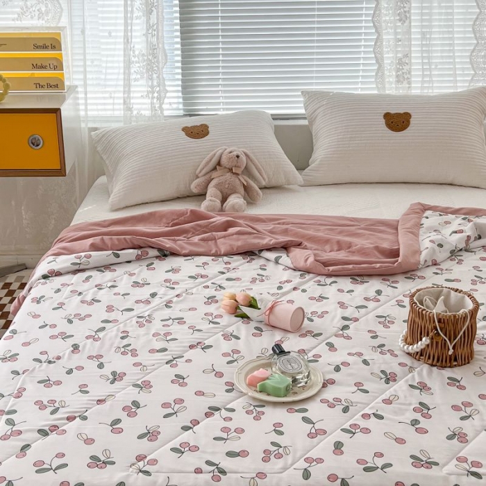 91家纺网 家纺一手货源 找家纺 昔可 2022新款水洗亲肤夏被子被芯 夏日粉樱桃