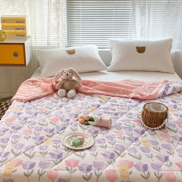 91家纺网 家纺一手货源 找家纺 昔可 2022新款水洗亲肤夏被子被芯 郁金兔