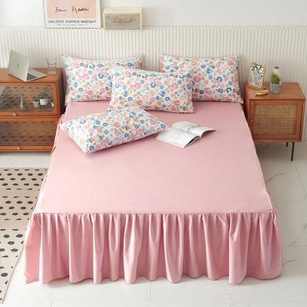 91家纺网 家纺一手货源 找家纺 （总）爱妮玖玖 2021新款素印双拼单层床裙