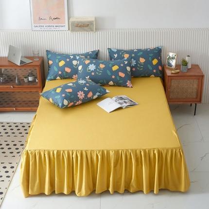 91家纺网 家纺一手货源 找家纺 （总）爱妮玖玖 2021新款素印双拼单层床裙