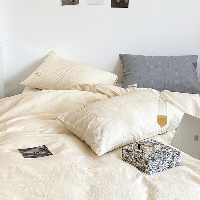 91家纺网 家纺一手货源 找家纺 （总）昔可 2022新款60支水洗棉华夫格提花四件套拍法一