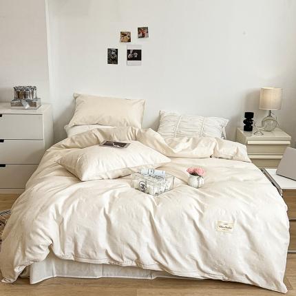 昔可 2022新款60支水洗棉华夫格提花四件套拍法一 山茶米白