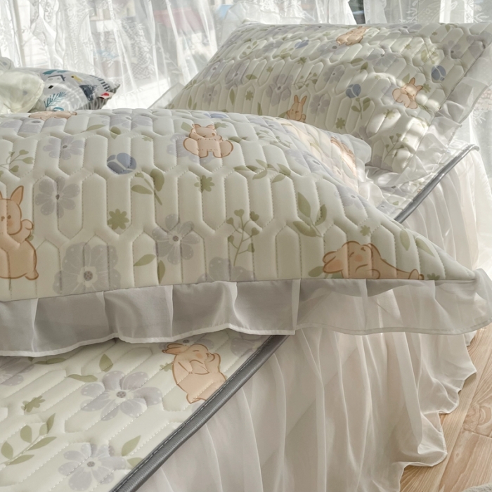 91家纺网 家纺一手货源 找家纺 (总) 慕尚 2022新款凉感丝床裙款乳胶凉席