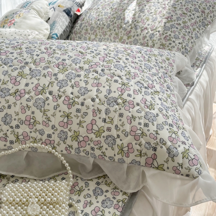 91家纺网 家纺一手货源 找家纺 慕尚 2022新款凉感丝床裙款乳胶凉席 小碎花