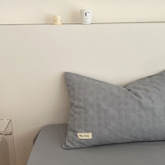 91家纺网 家纺一手货源 找家纺 （总）昔可 2022新款60支水洗棉华夫格提花四件套拍法二