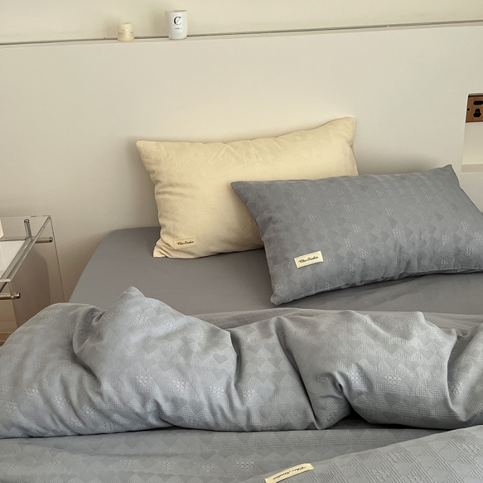 91家纺网 家纺一手货源 找家纺 （总）昔可 2022新款60支水洗棉华夫格提花四件套拍法二