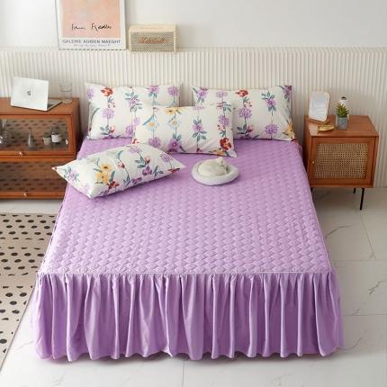 91家纺网 家纺一手货源 找家纺 （总）爱妮玖玖 2021新款素印双拼夹棉床裙