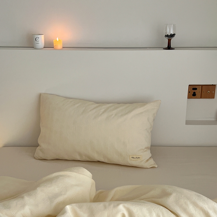 91家纺网 家纺一手货源 找家纺 昔可 2022新款60支水洗棉华夫格提花四件套拍法二 爱心米白