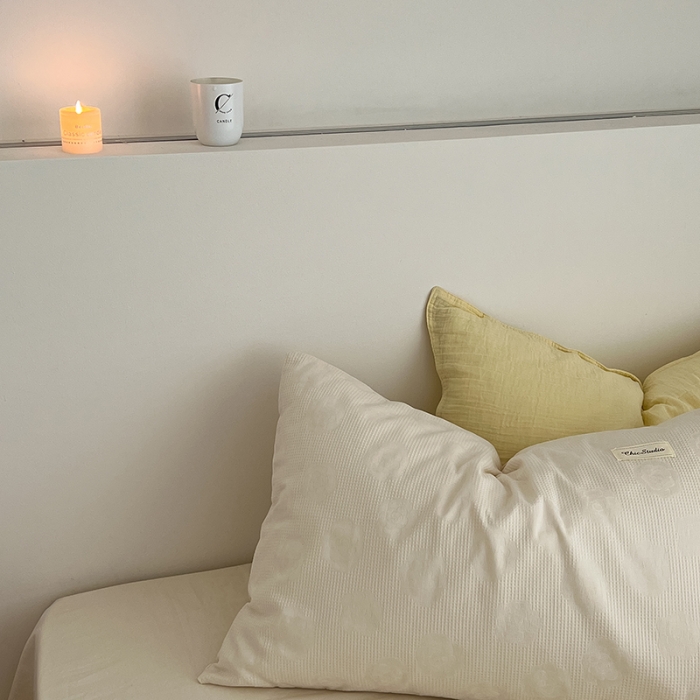 91家纺网 家纺一手货源 找家纺 昔可 2022新款60支水洗棉华夫格提花四件套拍法二 山茶米白