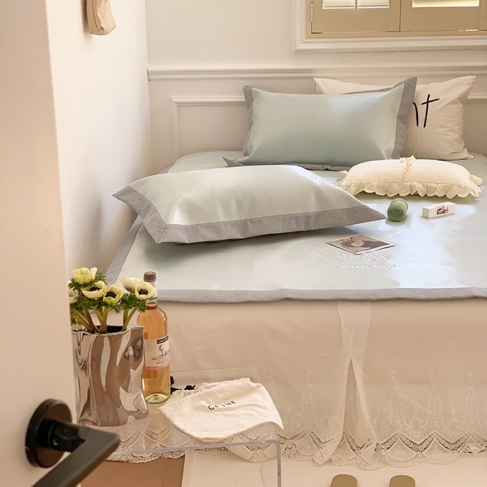 91家纺网 家纺一手货源 找家纺 昔可 2022新款600D冰丝席绣花款系列 蝴蝶结熊