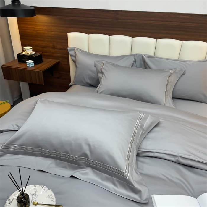 91家纺网 家纺一手货源 找家纺 缔缦家纺 2022新款100s澳棉刺绣系列四件套-布朗城堡 布朗城堡-高级灰