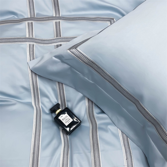 91家纺网 家纺一手货源 找家纺 缔缦家纺 2022新款100s澳棉刺绣系列四件套-布朗城堡 布朗城堡-希腊蓝