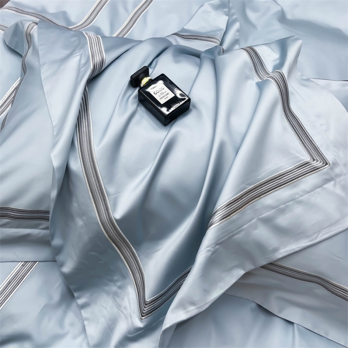 91家纺网 家纺一手货源 找家纺 缔缦家纺 2022新款100s澳棉刺绣系列四件套-布朗城堡 布朗城堡-希腊蓝