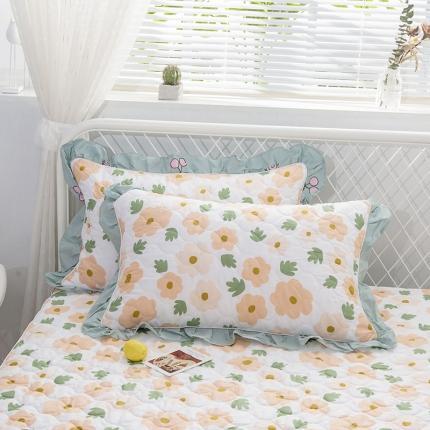 91家纺网 家纺一手货源 找家纺 爱妮玖玖 2025新款 夏风系列 全棉印花夹棉花边枕套