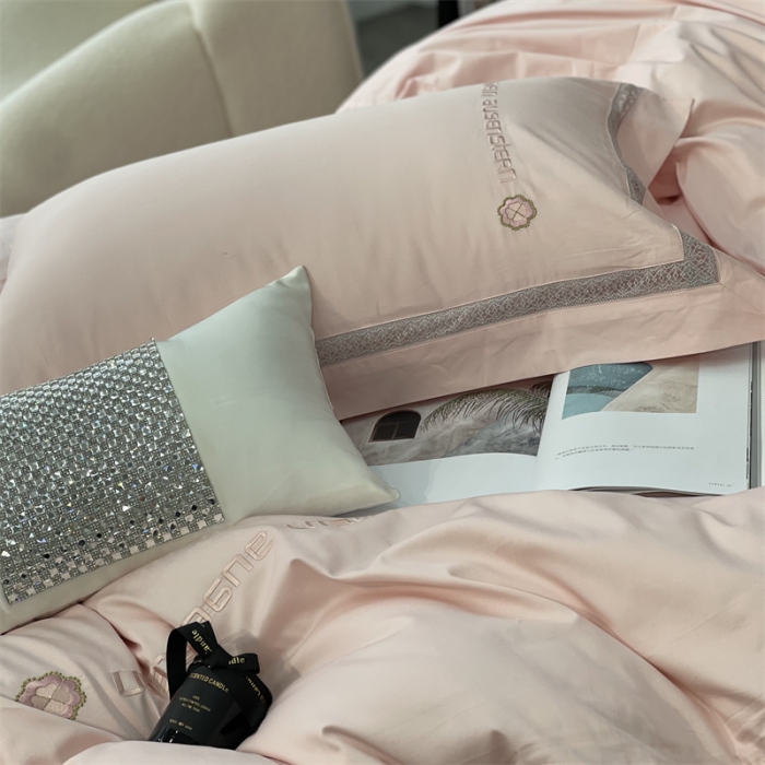 91家纺网 家纺一手货源 找家纺 缔缦家纺 2022新款100s澳棉刺绣系列四件套-情深 情深-粉