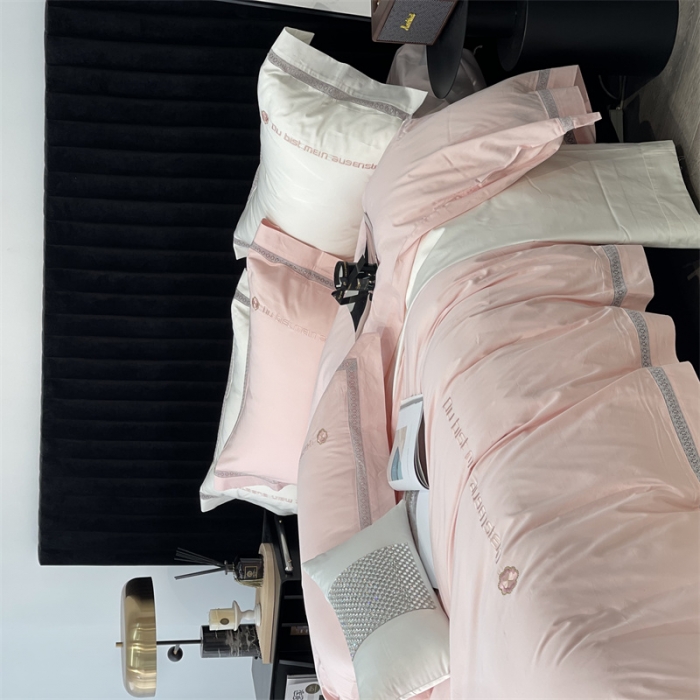 91家纺网 家纺一手货源 找家纺 缔缦家纺 2022新款100s澳棉刺绣系列四件套-情深 情深-粉