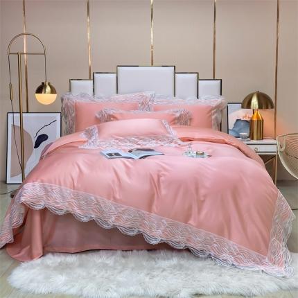 91家纺网 家纺一手货源 找家纺 缔缦家纺 2022新款100s澳棉刺绣系列四件套-依恋 依恋-粉