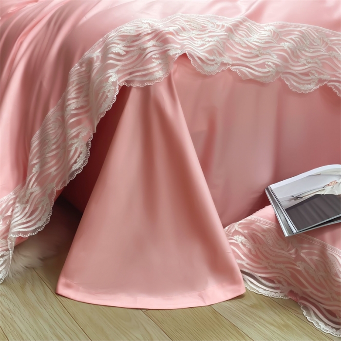 91家纺网 家纺一手货源 找家纺 缔缦家纺 2022新款100s澳棉刺绣系列四件套-依恋 依恋-粉