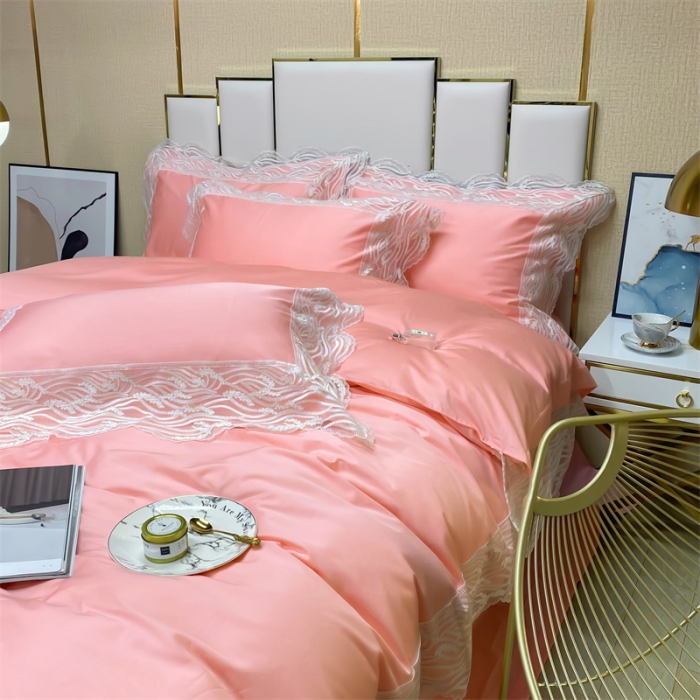 91家纺网 家纺一手货源 找家纺 缔缦家纺 2022新款100s澳棉刺绣系列四件套-依恋 依恋-粉
