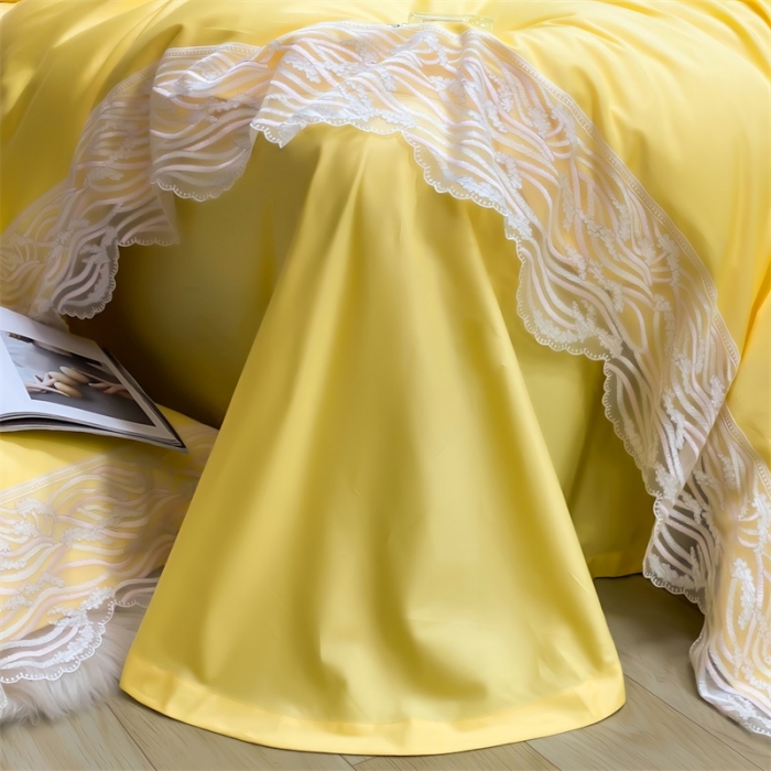 91家纺网 家纺一手货源 找家纺 缔缦家纺 2022新款100s澳棉刺绣系列四件套-依恋 依恋-黄