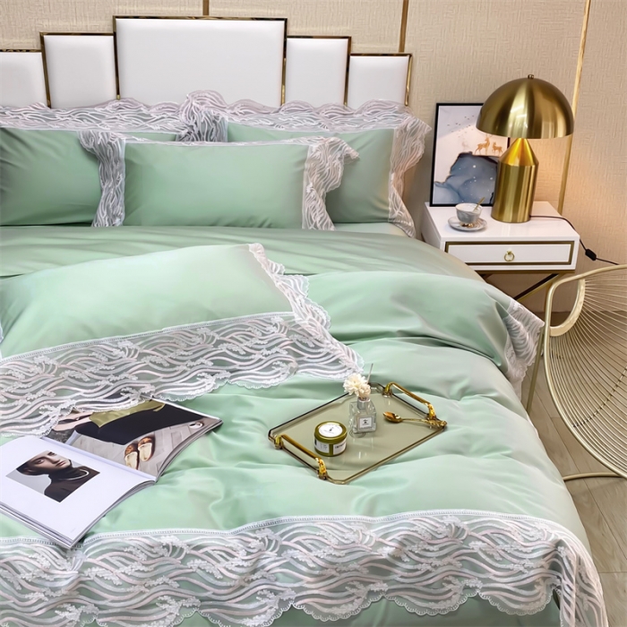 91家纺网 家纺一手货源 找家纺 缔缦家纺 2022新款100s澳棉刺绣系列四件套-依恋 依恋-绿