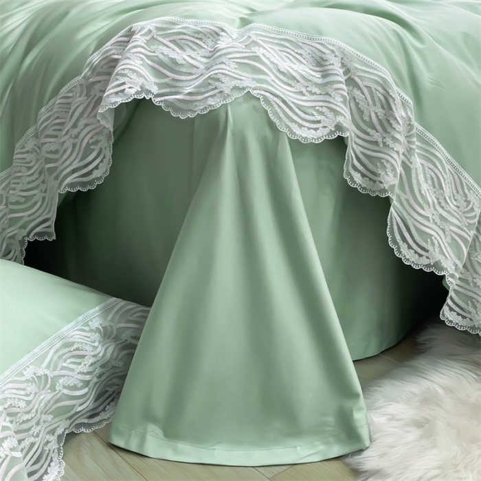 91家纺网 家纺一手货源 找家纺 缔缦家纺 2022新款100s澳棉刺绣系列四件套-依恋 依恋-绿