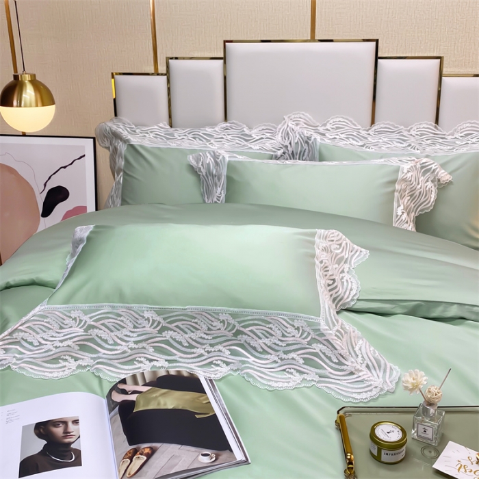 91家纺网 家纺一手货源 找家纺 缔缦家纺 2022新款100s澳棉刺绣系列四件套-依恋 依恋-绿