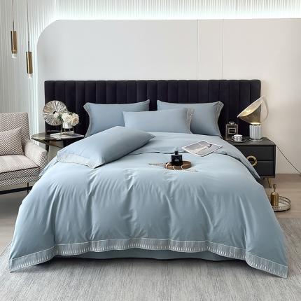 91家纺网 家纺一手货源 找家纺 拼社 新款全棉水洗棉刺绣四件套-黛妮卡系列 黛妮卡-柏林蓝