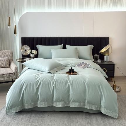 91家纺网 家纺一手货源 找家纺 拼社 新款全棉水洗棉刺绣四件套-黛妮卡系列 黛妮卡-水湖绿