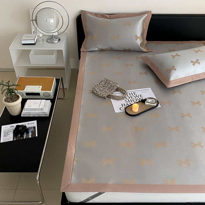 91家纺网 家纺一手货源 找家纺 昔可 2022新款900D水洗提花养生凉席 蝴蝶结