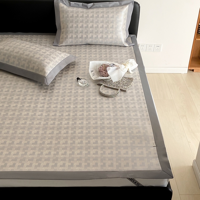 91家纺网 家纺一手货源 找家纺 昔可 2022新款900D水洗提花养生凉席 几何纹理