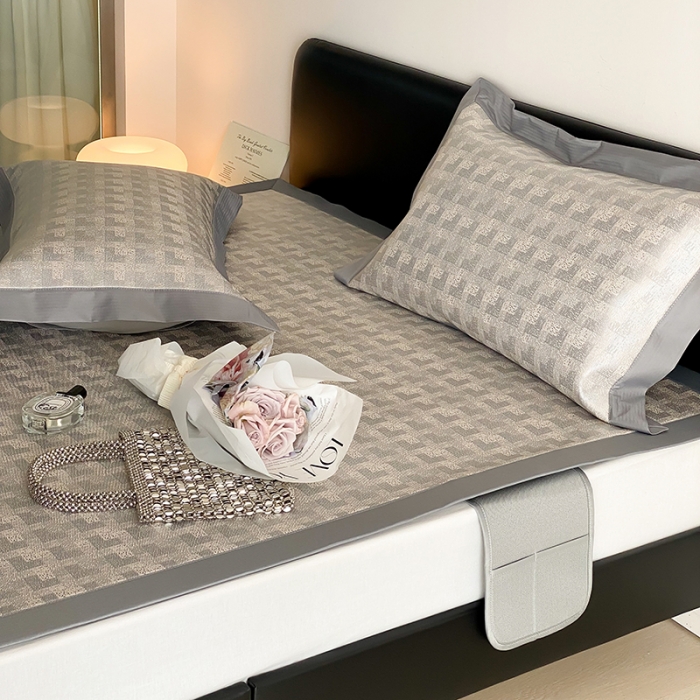 91家纺网 家纺一手货源 找家纺 昔可 2022新款900D水洗提花养生凉席 几何纹理