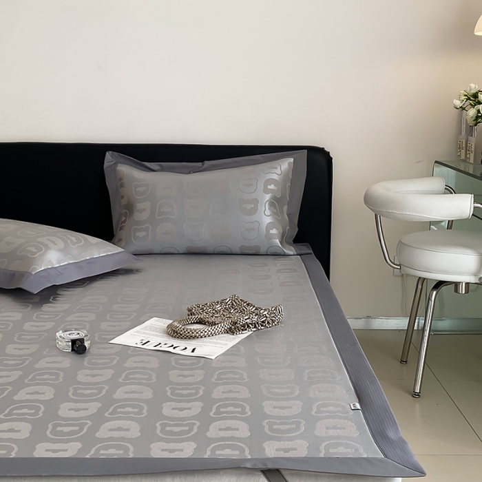 91家纺网 家纺一手货源 找家纺 昔可 2022新款900D水洗提花养生凉席 酷酷熊-咖