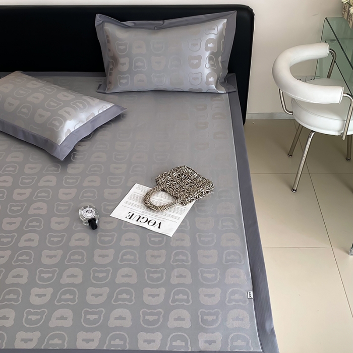 91家纺网 家纺一手货源 找家纺 昔可 2022新款900D水洗提花养生凉席 酷酷熊-咖