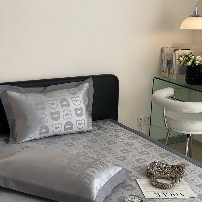 91家纺网 家纺一手货源 找家纺 昔可 2022新款900D水洗提花养生凉席 酷酷熊-咖