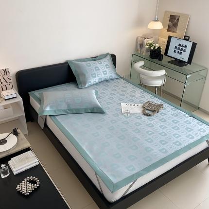 昔可 2022新款900D水洗提花养生凉席 酷酷熊-绿