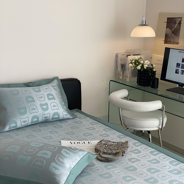 91家纺网 家纺一手货源 找家纺 昔可 2022新款900D水洗提花养生凉席 酷酷熊-绿