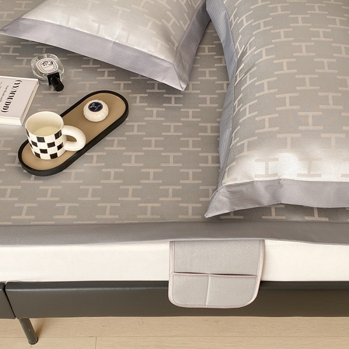 91家纺网 家纺一手货源 找家纺 昔可 2022新款900D水洗提花养生凉席 轻奢H-灰