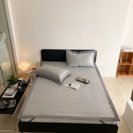 昔可 2022新款900D水洗提花养生凉席 轻奢H-灰