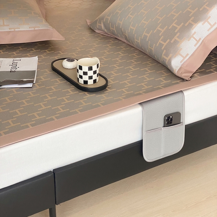 91家纺网 家纺一手货源 找家纺 昔可 2022新款900D水洗提花养生凉席 轻奢H-咖