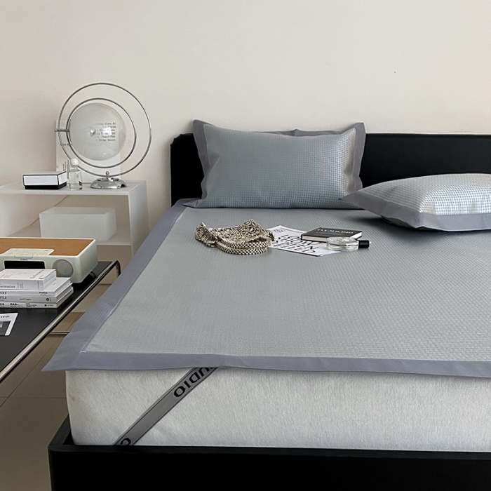 91家纺网 家纺一手货源 找家纺 昔可 2022新款900D水洗提花养生凉席 小千鸟格-灰