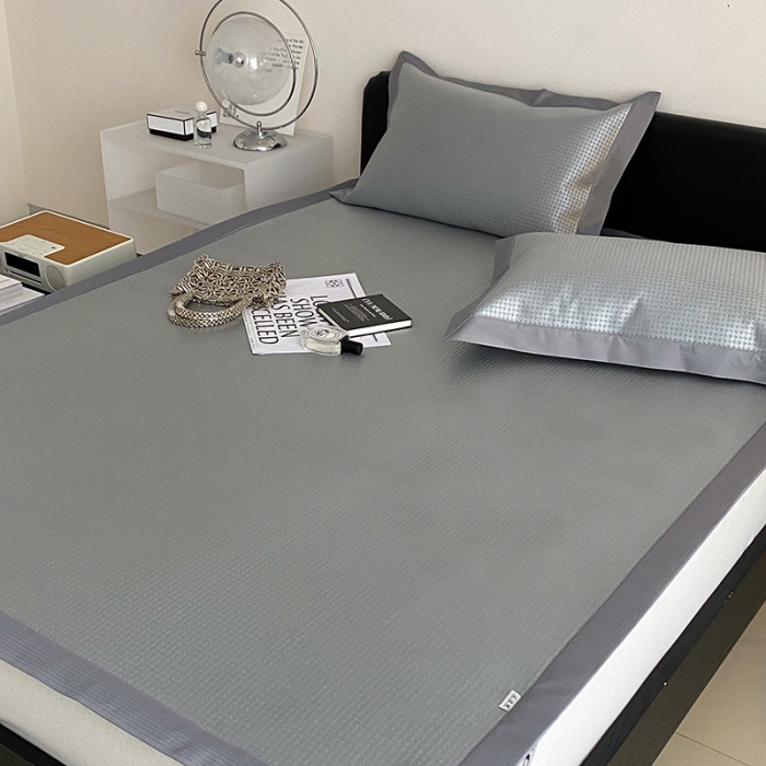 91家纺网 家纺一手货源 找家纺 昔可 2022新款900D水洗提花养生凉席 小千鸟格-灰